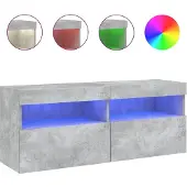 vidaXL Armoire TV murale avec lampes LED gris béton 100x30x40 cm