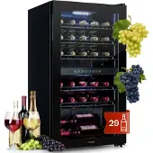 Klarstein Cave a Vin, Caves à Vin de Conservation de 80L, Porte en Verre, Cave a Vins à Double Zone, Bar Int/Ext, Frigo Vin, Armoire a Vin, Cave a Vin de Vieillissement, Cave à Vin 29 Bouteilles