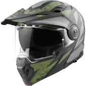 Bogotto Casque modulable FG-102 Safari en fibre de verre pour enduro, noir mat/gris/vert, XL