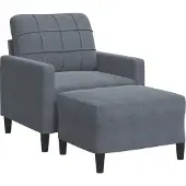 vidaXL Fauteuil avec pouf gris foncé 60 cm velours