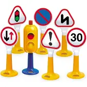 Tolo Toys Set de jeu de panneaux de signalisation Tolo - First Friends - 7 pièces - Jouets éducatifs
