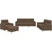 vidaXL Ensemble de canapés 4 pièces avec coussins Tissu brun