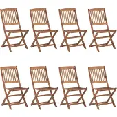 vidaXL Klappbare Gartenstühle 8 Stk. mit Kissen Massivholz Akazie