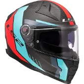 LS2 Casque intégral LS2 FF811 VECTOR II CARBON Grid Opaque Rouge Cyan taille XL