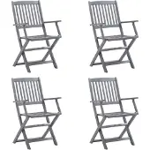 vidaXL Chaises de jardin pliantes 4 pièces avec coussin en bois massif d'acacia