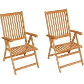 vidaXL Chaises de jardin 2 pcs. Coussin à carreaux rouges en teck massif
