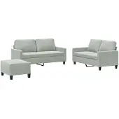 vidaXL Ensemble de canapés 3 pièces avec coussins gris clair velours