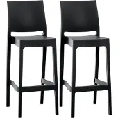 CLP - Ensemble de 2 tabourets de bar Maya, en plastique, couleur noire