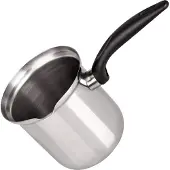 Fackelmann Pot à café Ø 9 cm, pot à lait en acier inoxydable, pot à moka adapté aux plaques vitrocéramiques/four à gaz/induction/électrique (couleur : noir/argent)