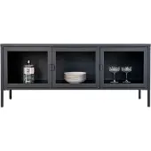 House Nordic Brisbane Table TV, 3 portes vitrées, noir.