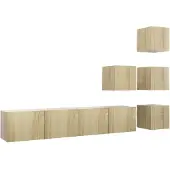 vidaXL Ensemble d'armoires TV 6 pièces en bois composite chêne Sonoma