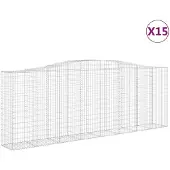 vidaXL Gabions avec arc surélevé 15 pcs 400x50x140/160cm Fer galvanisé