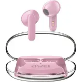 Awei Casque Bluetooth 5.3 T85 Enctws + Station d'accueil Rose/Pink