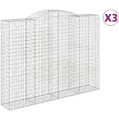 vidaXL Gabions avec arc surélevé 3 pcs. 300x50x220/240cm Fer galvanisé
