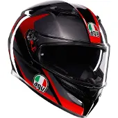 AGV K3 E2206 Mplk Striga Noir Gris Rouge Casque Intégral Taille 2XL