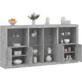 vidaXL Sideboard avec lampes LED gris béton 202x37x100 cm