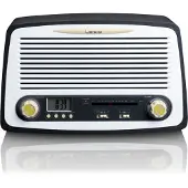 Lenco SR-02GY - Radio rétro - Radio FM de table - Horloge