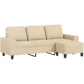 vidaXL Canapé 3 places avec pouf Crème 180 cm Tissu