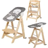 Roba Born Up chaise haute pour escaliers, set 2en1, 'Sternenzauber', avec fonction chaise longue, dès la naissance, naturel