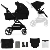 Kinderkraft YOXI Poussette 2 en 1 jusqu'à 27 kg - Baignoire bébé & nacelle sport - Légère - Roues increvables - TRAVEL SYSTEM - Noir