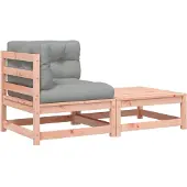 vidaXL Canapé d'angle de jardin avec coussin et tabouret
