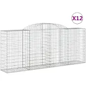 vidaXL Gabions avec arc surélevé 12 pcs 300x50x120/140cm Fer galvanisé