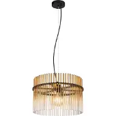 Globo Suspension noire Gorley avec verre ambré Ø 40cm