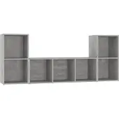vidaXL Ensemble de 3 meubles TV en bois gris béton