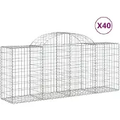 vidaXL Gabions avec arc surélevé 40 pcs. 200x50x80/100cm Fer galvanisé