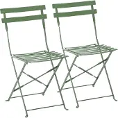 Oviala Lot de 2 chaises pliantes en acier vert cactus - Rome