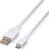 Value Câble USB 2.0, USB A ST - Micro USB B ST, blanc, 0,8 m