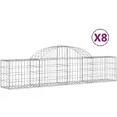 vidaXL Gabions avec arc surélevé 8 pcs. 200x30x40/60 cm Fer galvanisé