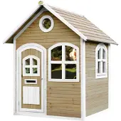 Axi Maison de jeu Julia en bois | Maison de jeu extérieure pour enfants pour le jardin en brun & blanc | Maison de jardin pour enfants avec fenêtres