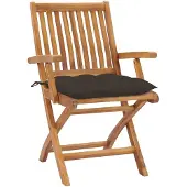 vidaXL Chaises de jardin pliantes avec coussins 4 pcs. Bois massif teck