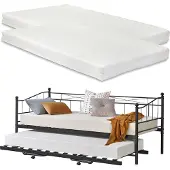 En.casa Lit de jour Skutskär avec matelas 90x200cm et couchette extensible Canapé-lit Canapé convertible 2 plans de couchage Noir