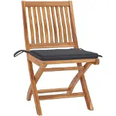 vidaXL Chaises de jardin pliantes avec coussins 4 pcs. Bois massif teck