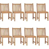vidaXL Chaises de jardin 8 pcs. avec coussins teck massif
