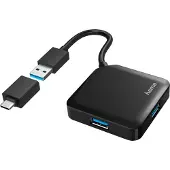 Hama Hub Usb 3.2 + Adaptateur Usb-c Noir (200116)