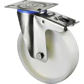 BS Rollen BS Roulettes Roulette pivotante A90 avec blocage total diamètre 100mm capacité de charge 120kg roue en plastique blanc plaque 95x80mm - H120.A90.100