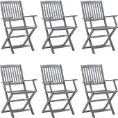 vidaXL Chaises de jardin pliantes 6 pièces avec coussin en bois massif d'acacia