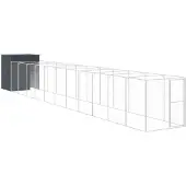 vidaXL Niche pour chiens avec enclos Anthracite 165x1271x181 cm Acier galvanisé