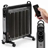 Arebos Mica Convecteur 2000W Noir | Chauffage électrique mobile & Chauffage par ondes thermiques