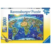 Ravensburger Puzzle 300 pièces XXL Carte des monuments du monde