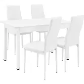 En.casa [] Table de salle à manger avec 4 chaises blanche 120x60cm Table de cuisine Table de salle à manger