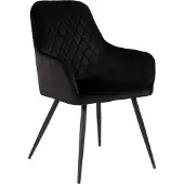 Ebuy24 Harbo Chaise de salle à manger en velours, noir, noir.