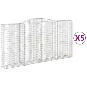 vidaXL Gabions avec arc surélevé 5 pcs. 400x50x200/220cm Fer galvanisé