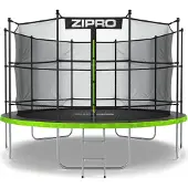 Zipro Trampoline Jump Pro IN | 12FT Ø 374 cm | Trampoline de jardin Trampoline pour enfants Kit complet avec filet intérieur, échelle et housse de protection, extérieur, vert