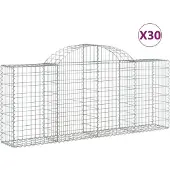 vidaXL Gabions avec arc surélevé 30 pcs. 200x30x80/100cm Fer galvanisé