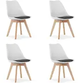 Leobert Chaise MARK noir et blanc / pieds naturels x 4
