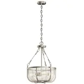 Kichler Lustre Roux en nickel brossé, 3xE27x60W, verre, dimensions : 154,4 x 40,6 x 40,6 cm, IP20, Quintiesse